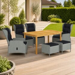 Garden Dining Set 7 Piece Outdoor Furniture Grey Rattan Chair Table Patio