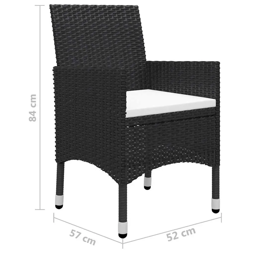 7 Piece Garden Dining Set Outdoor Table Chairs Black Acacia Wood PE Rattan