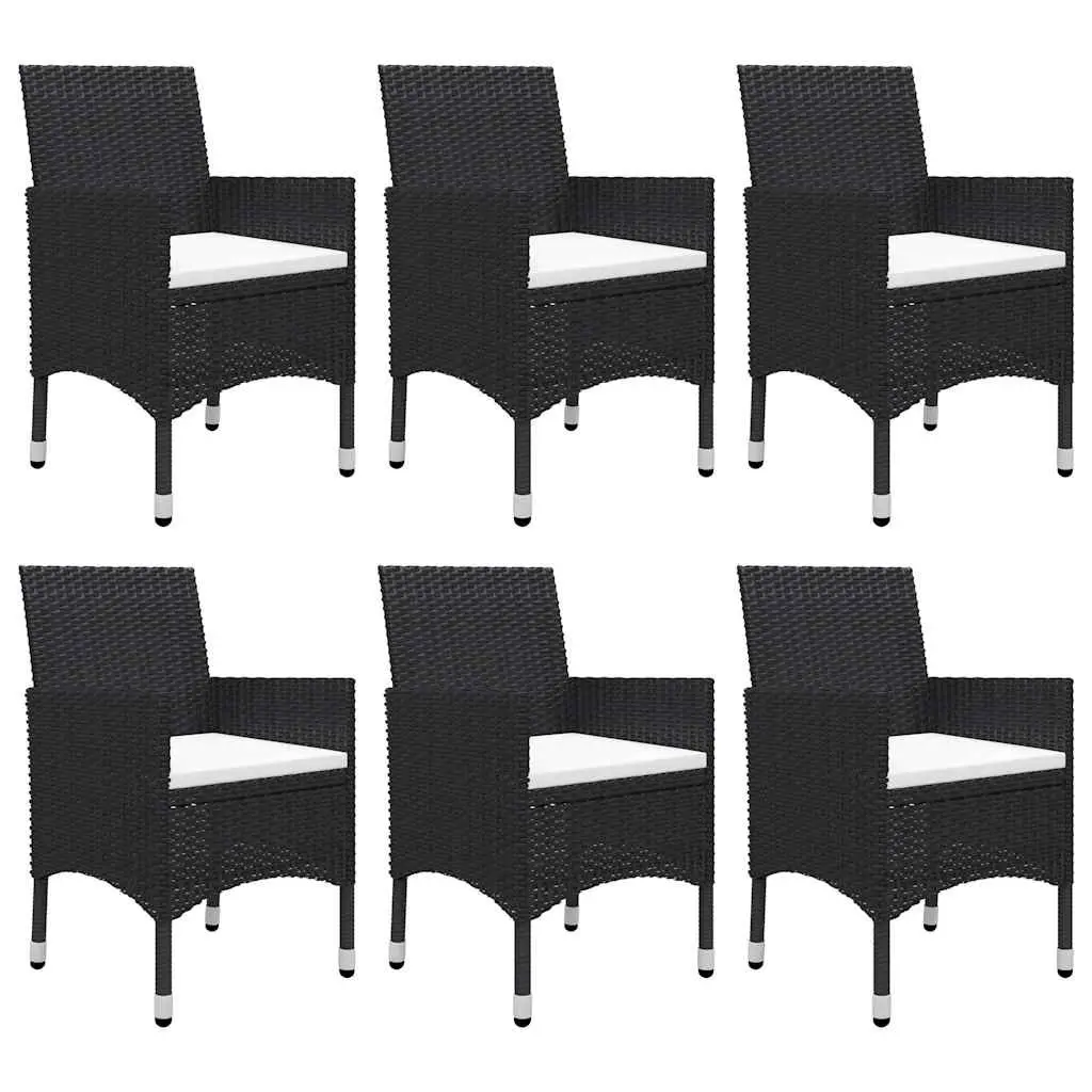 7 Piece Garden Dining Set Outdoor Table Chairs Black Acacia Wood PE Rattan