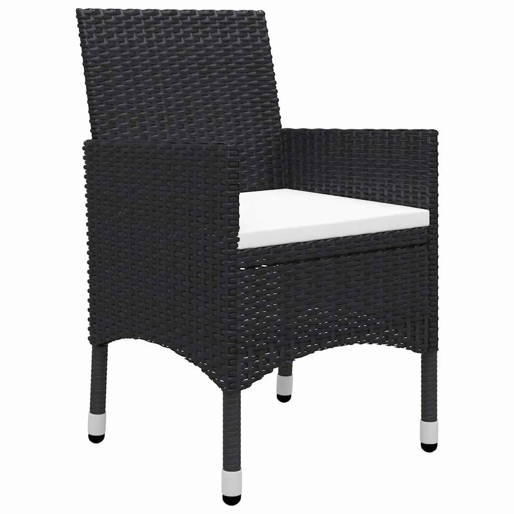7 Piece Garden Dining Set Outdoor Table Chairs Black Acacia Wood PE Rattan