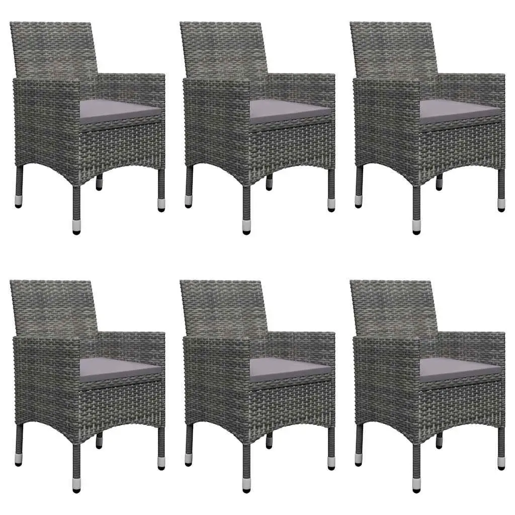7 Piece Outdoor Dining Set Grey Garden Furniture Table Chairs with Cushions