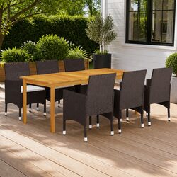 7 Piece Garden Dining Set Outdoor Table Chairs Rattan Brown Patio Furniture