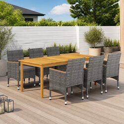 7 Piece Garden Dining Set Table Chairs Outdoor Furniture Set Grey