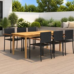 Garden Dining Set 7 Piece Outdoor Table Chairs Black Patio Furniture