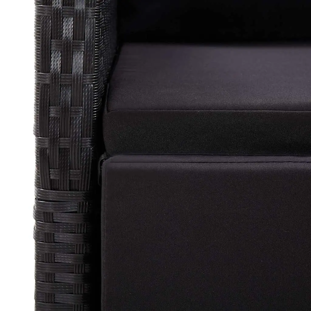 Outdoor Dining Set 7 Piece Garden Furniture Black Table Chairs Cushions