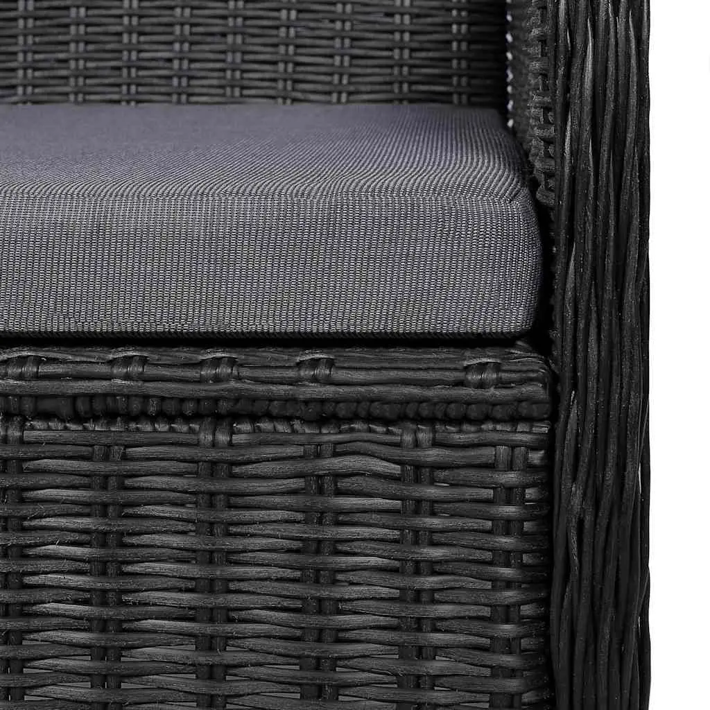 7 Piece Garden Dining Set Outdoor Table Chairs Black Acacia Wood PE Rattan