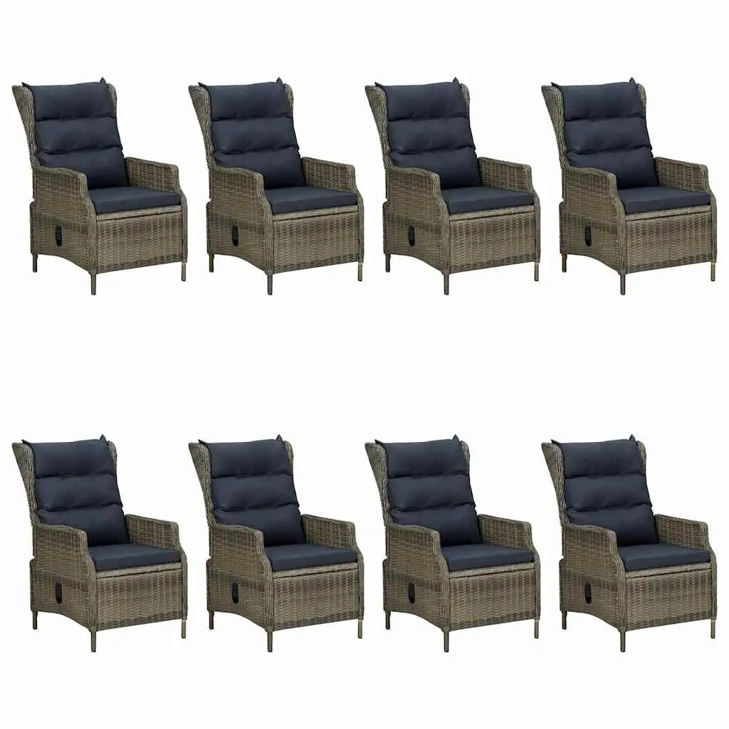Garden Dining Set 9 Piece Outdoor Furniture Brown Rattan Steel Acacia Wood