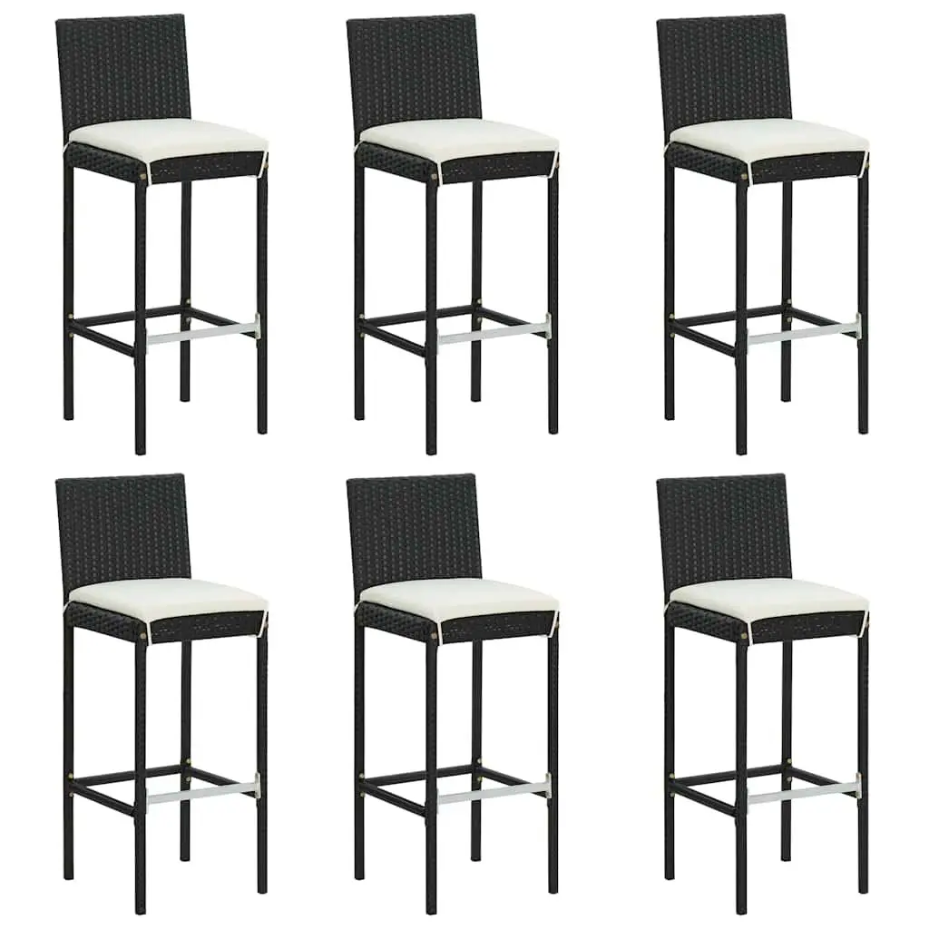 Garden Bar Set 7 Piece Outdoor Patio Furniture Black with Removable Cushions