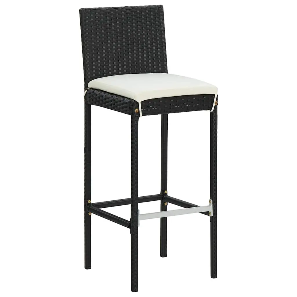 Garden Bar Set 7 Piece Outdoor Patio Furniture Black with Removable Cushions