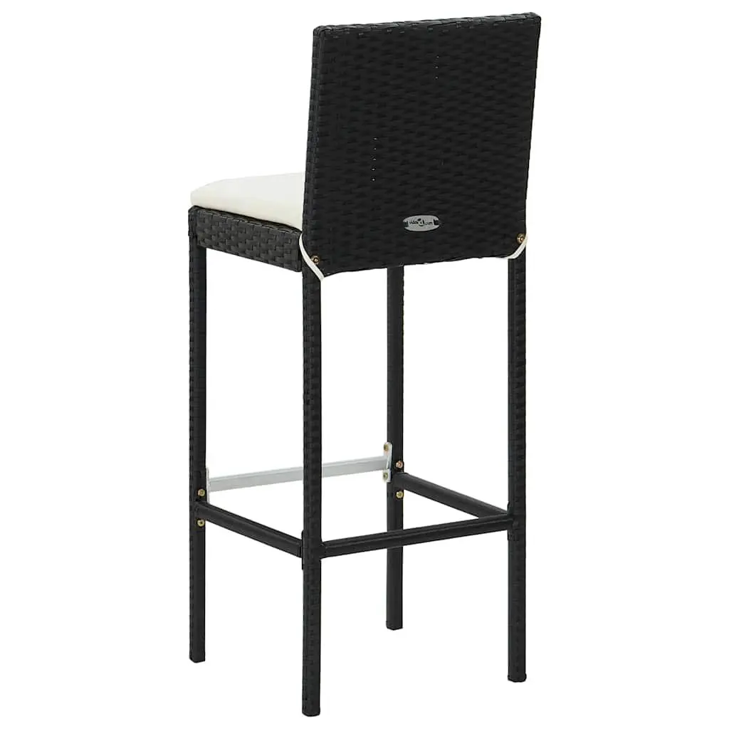 Garden Bar Set 7 Piece Outdoor Patio Furniture Black with Removable Cushions
