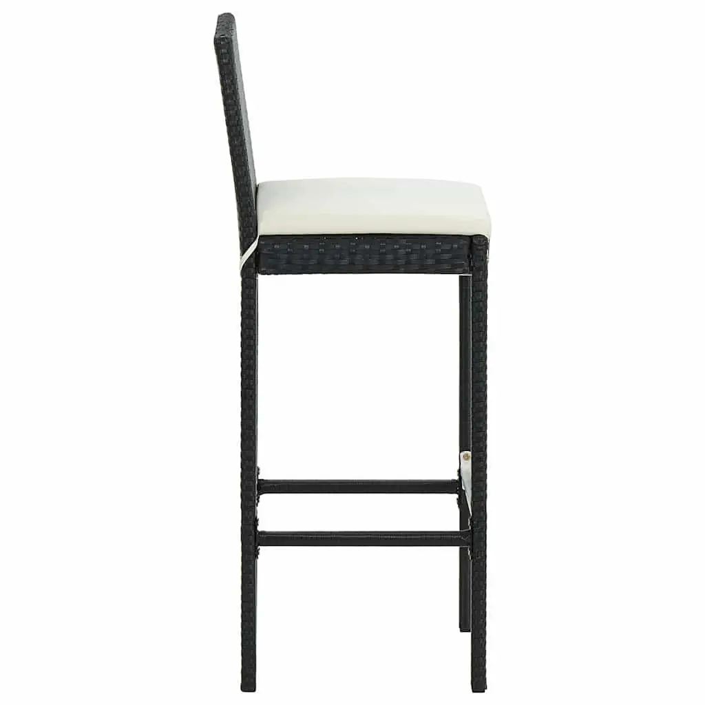 Garden Bar Set 7 Piece Outdoor Patio Furniture Black with Removable Cushions