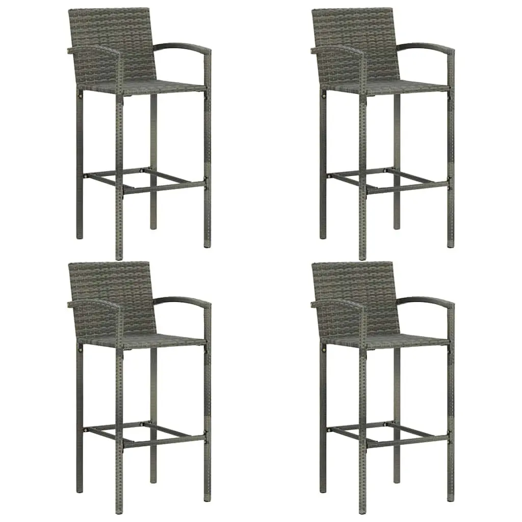 5 Piece Garden Bar Set Outdoor Patio Furniture Rattan Stool Table Grey