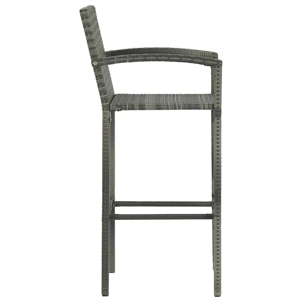5 Piece Garden Bar Set Outdoor Patio Furniture Rattan Stool Table Grey