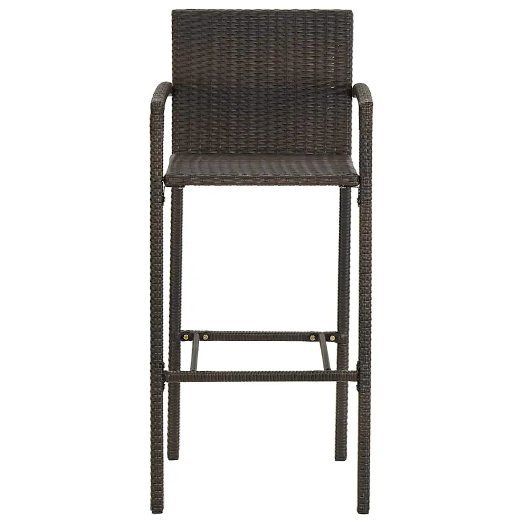 7 Piece Garden Bar Set Brown Acacia Wood Steel PE Rattan Patio Outdoor Furniture