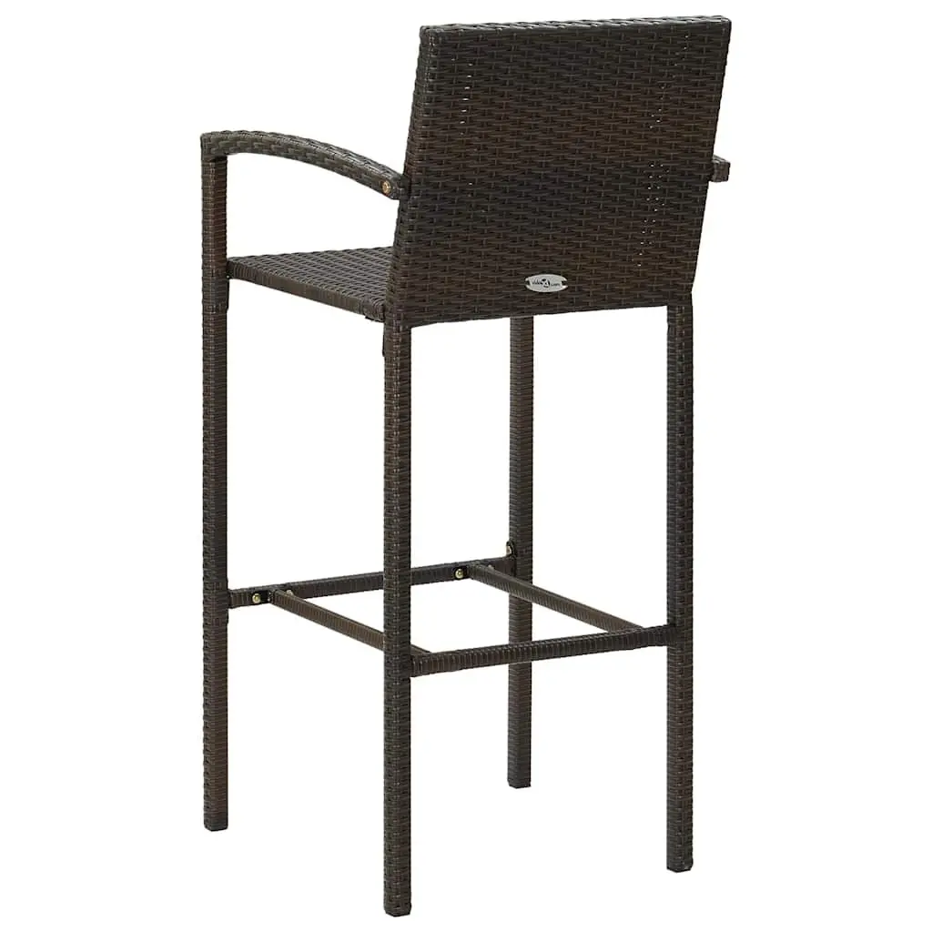 7 Piece Garden Bar Set Brown Acacia Wood Steel PE Rattan Patio Outdoor Furniture