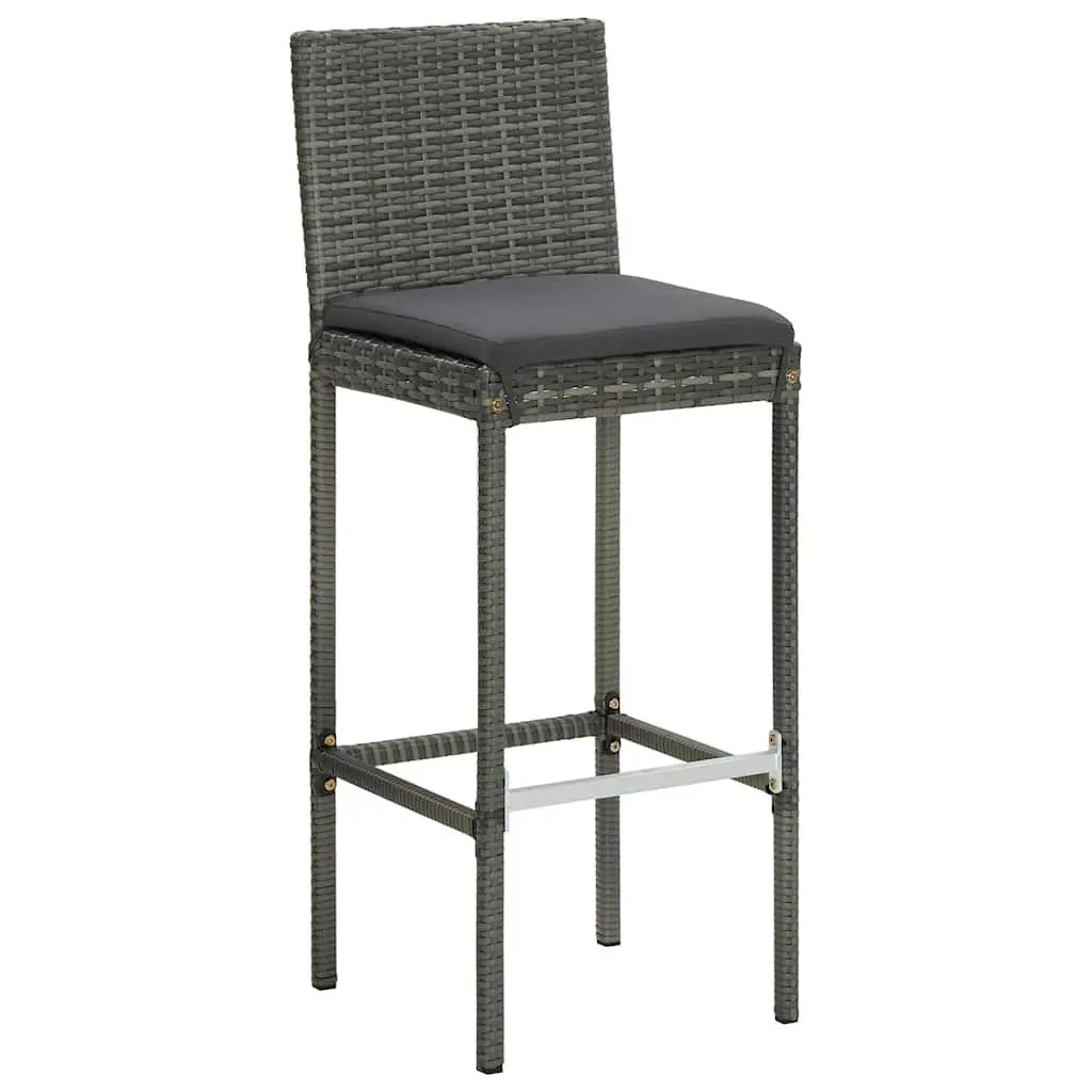 5 Piece Garden Bar Set with Cushions Grey Outdoor Patio Furniture