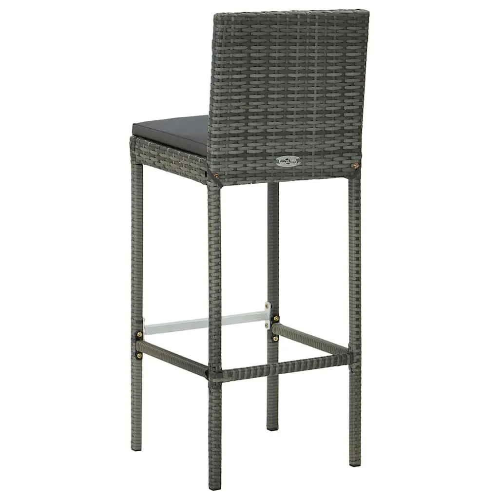5 Piece Garden Bar Set with Cushions Grey Outdoor Patio Furniture