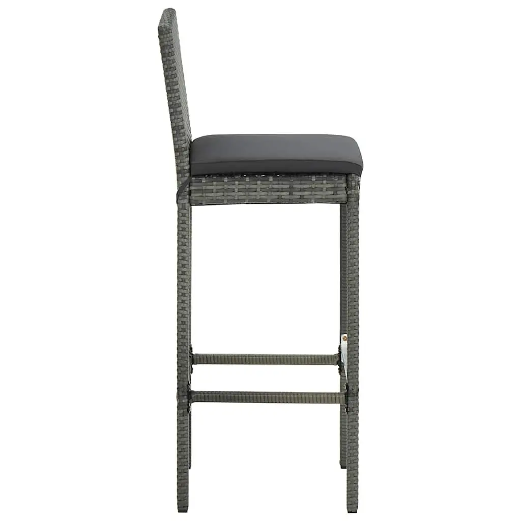 5 Piece Garden Bar Set with Cushions Grey Outdoor Patio Furniture