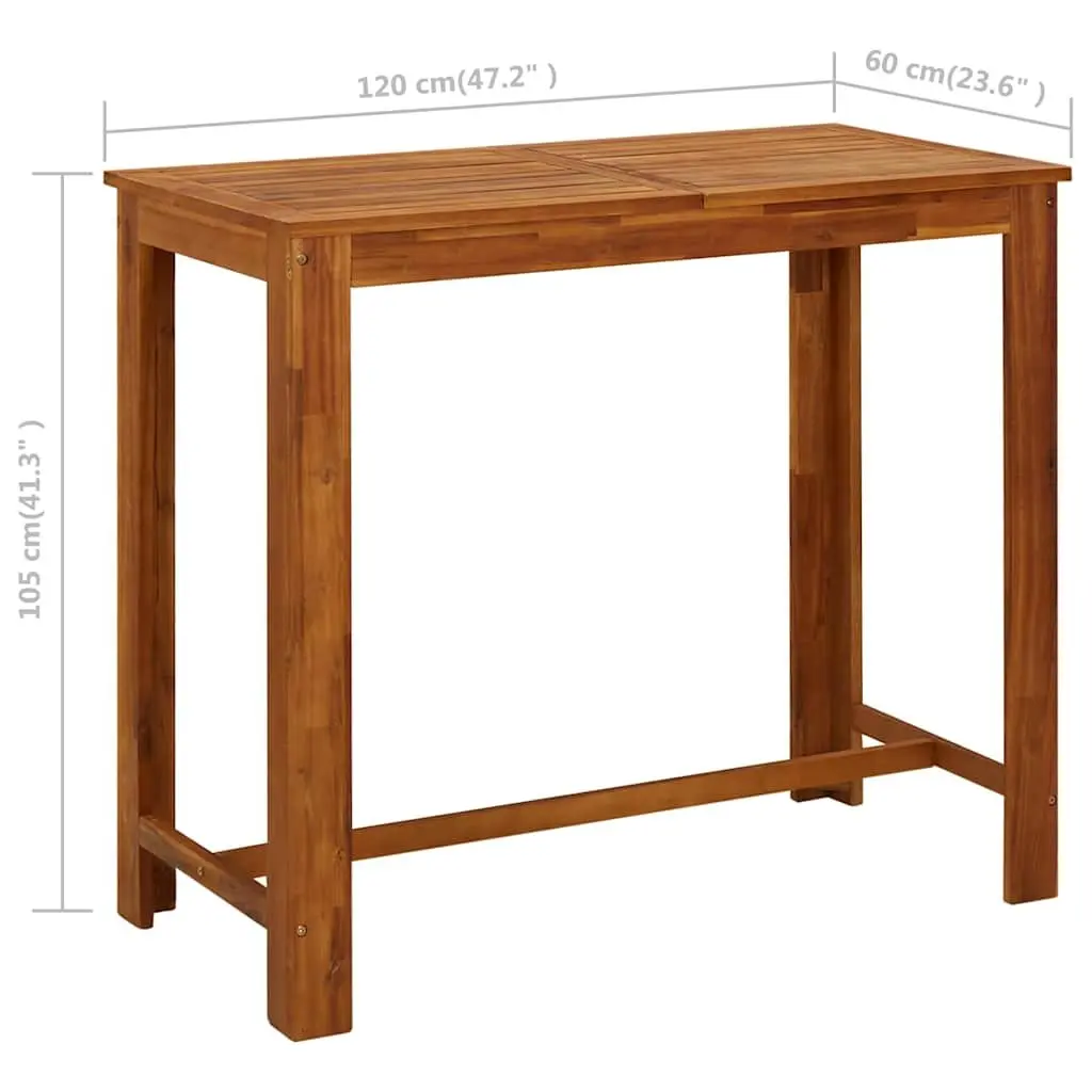 Garden Bar Set 7 Piece Outdoor Furniture Solid Acacia Wood Table Black Powder Coated Steel Frame with Cushions