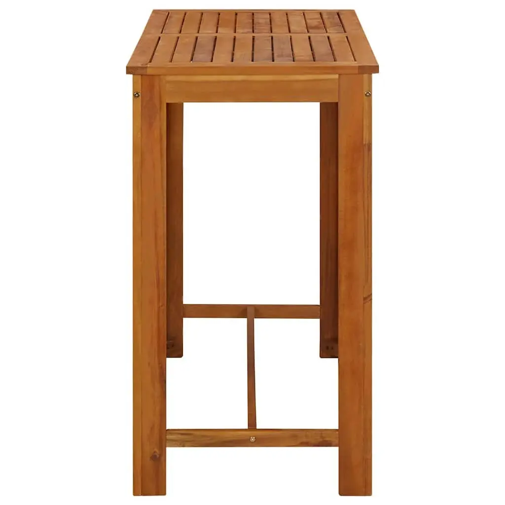 Garden Bar Set 7 Piece Outdoor Furniture Solid Acacia Wood Table Black Powder Coated Steel Frame with Cushions