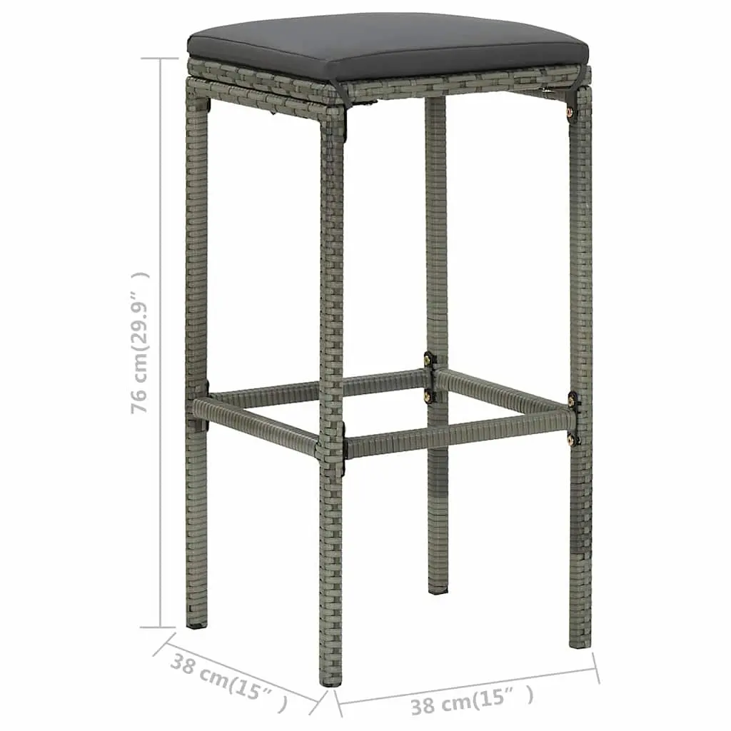 7 Piece Garden Bar Set with Cushions Grey Outdoor Patio Furniture