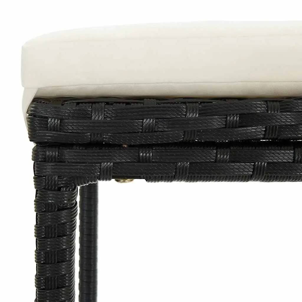 7 Piece Outdoor Garden Bar Set with Cushions Black Patio Furniture Dining