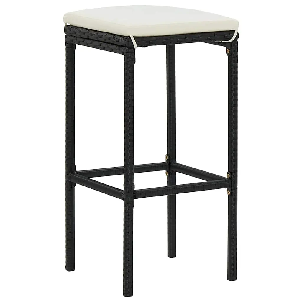 7 Piece Outdoor Garden Bar Set with Cushions Black Patio Furniture Dining