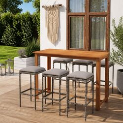 Garden Bar Set 7 Piece Outdoor Patio Furniture with Cushions Grey