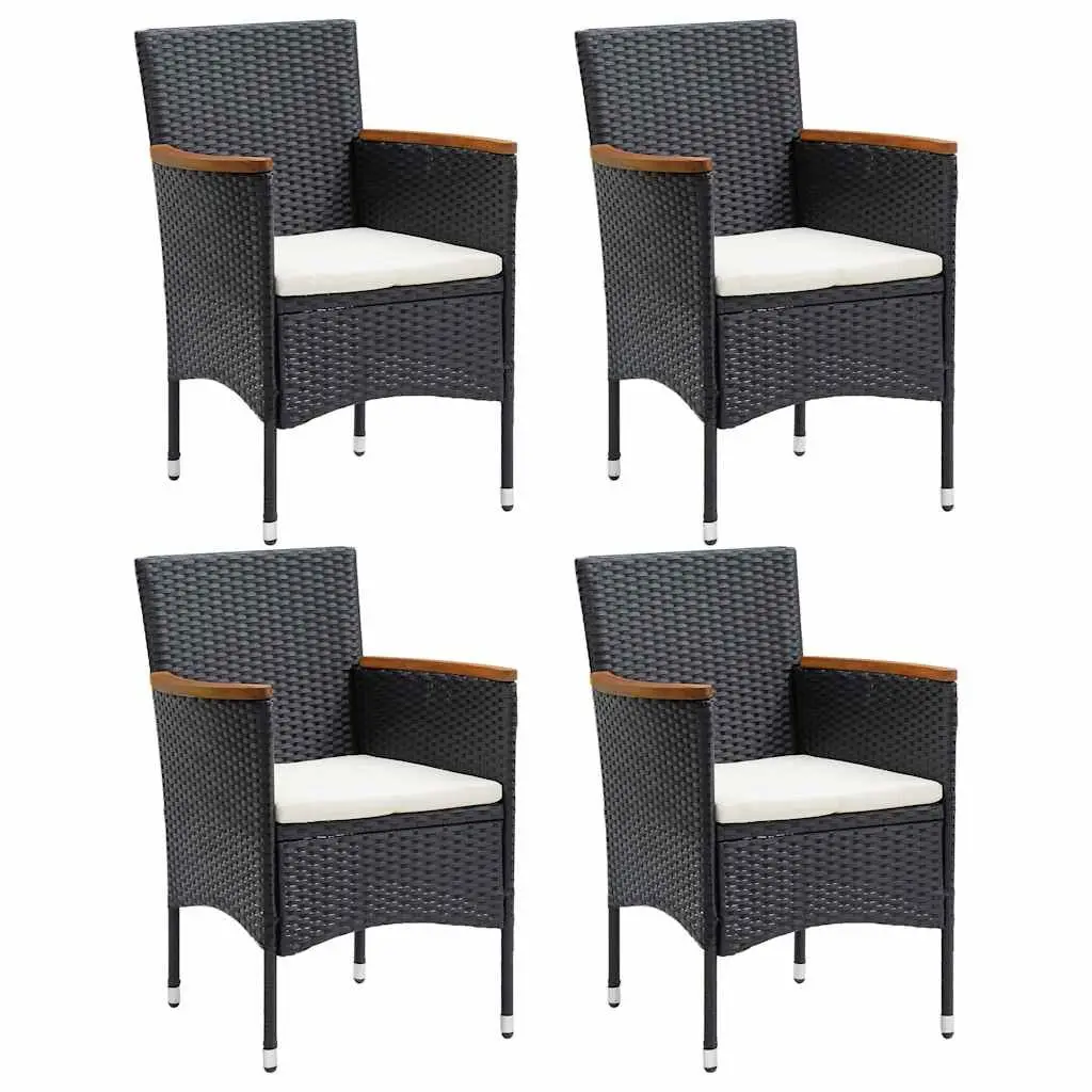 5 Piece Garden Dining Set Black Outdoor Furniture Table Chairs Patio Seating