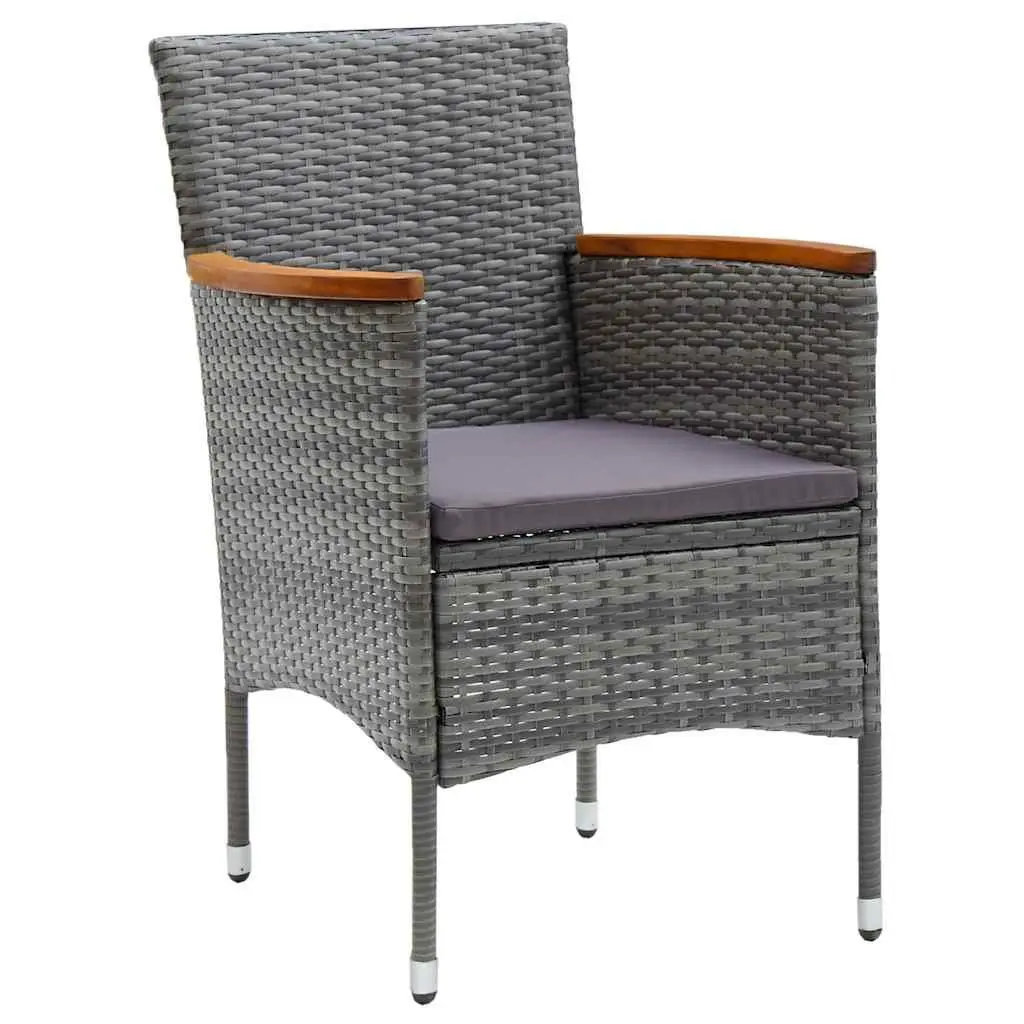 5 Piece Outdoor Dining Set Grey Rattan Furniture Patio Table and Chairs