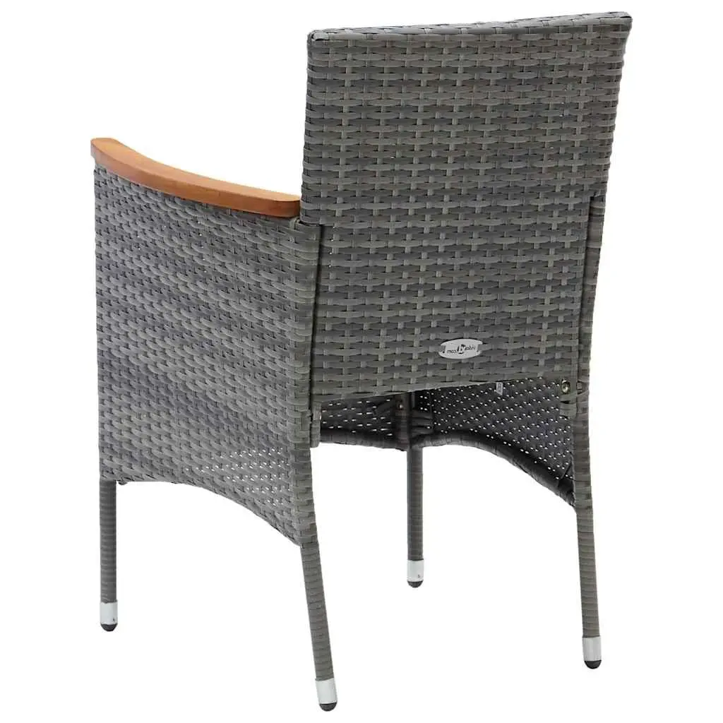 5 Piece Outdoor Dining Set Grey Rattan Furniture Patio Table and Chairs