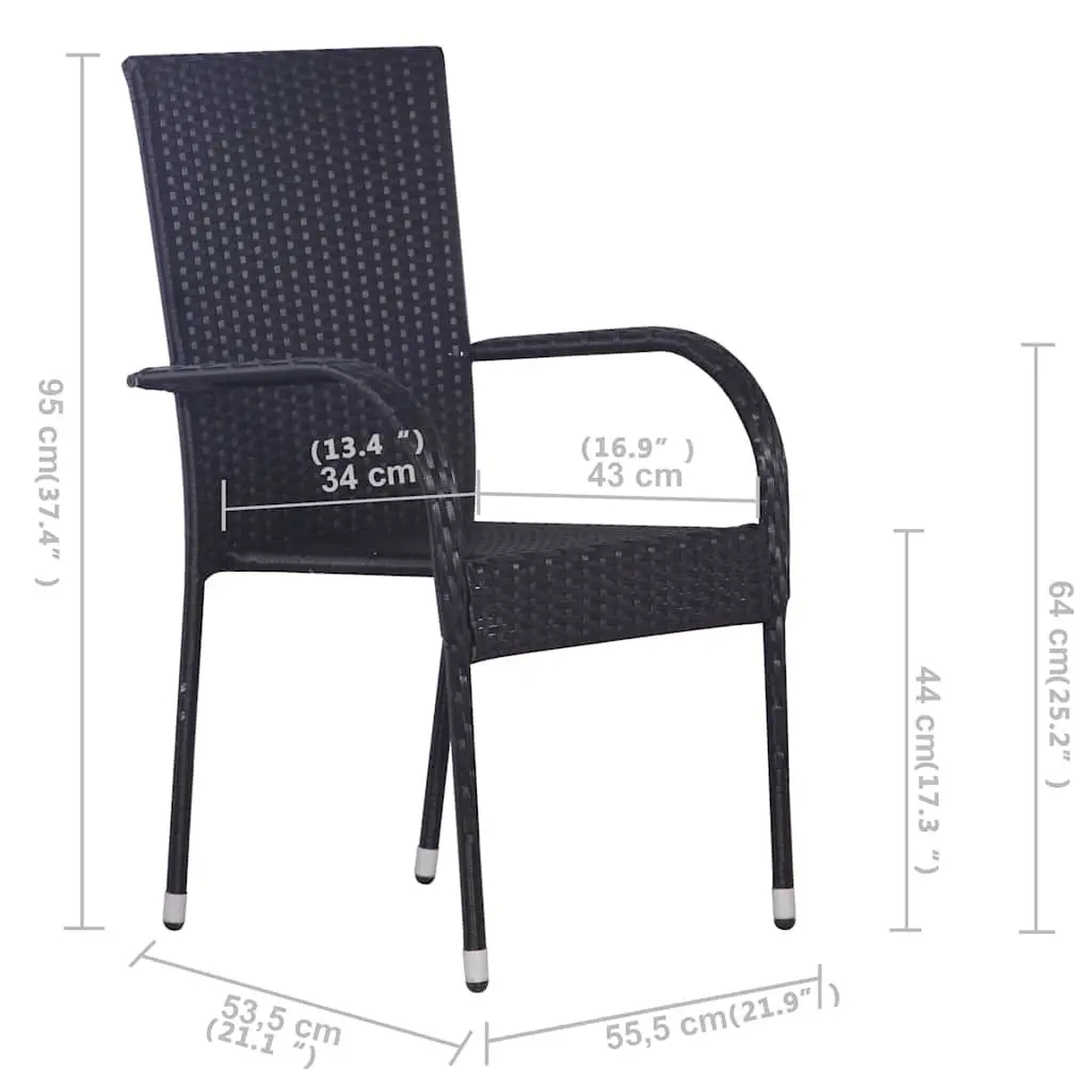 5 Piece Garden Dining Set Outdoor Table Chairs Black Acacia Wood Steel Frame
