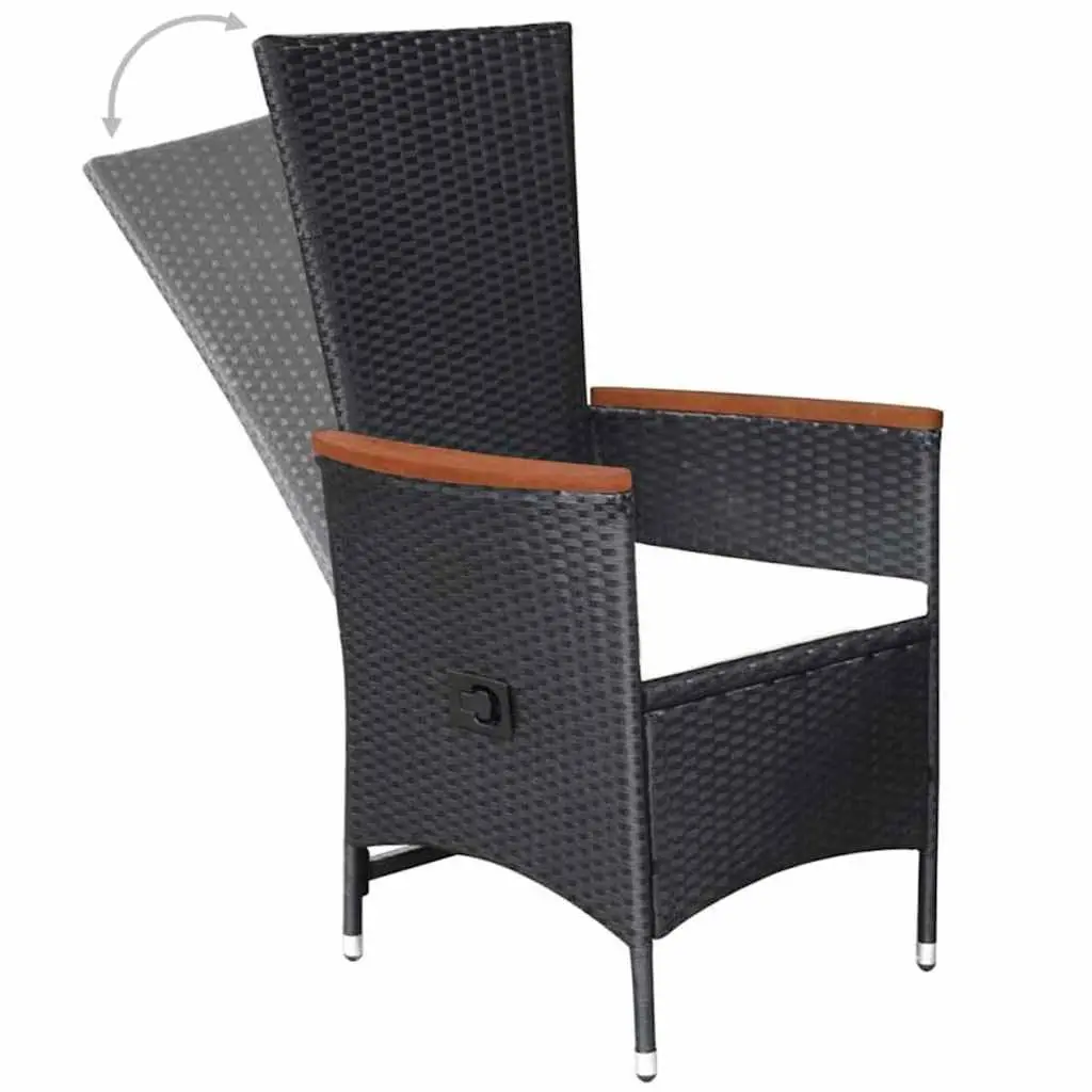 5 Piece Garden Dining Set Outdoor Table Reclining Chairs Black