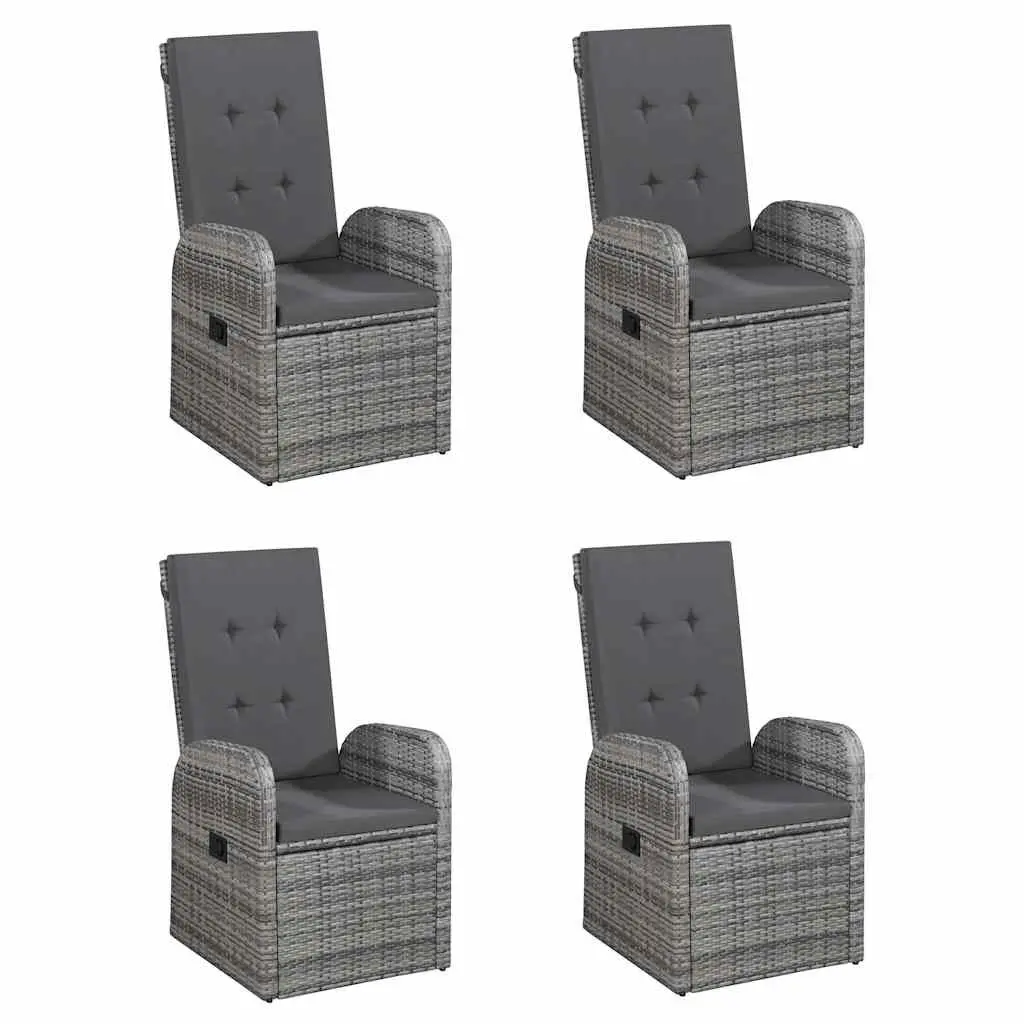 5 Piece Garden Dining Set Outdoor Table Chairs Grey Acacia Wood Rattan