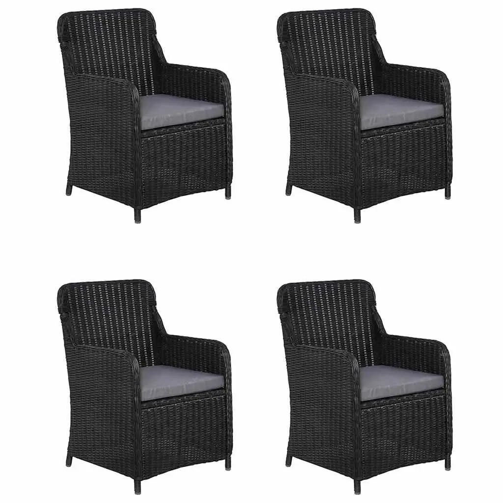 Garden Dining Set 5 Piece Black Outdoor Furniture Table Chairs Patio Dining