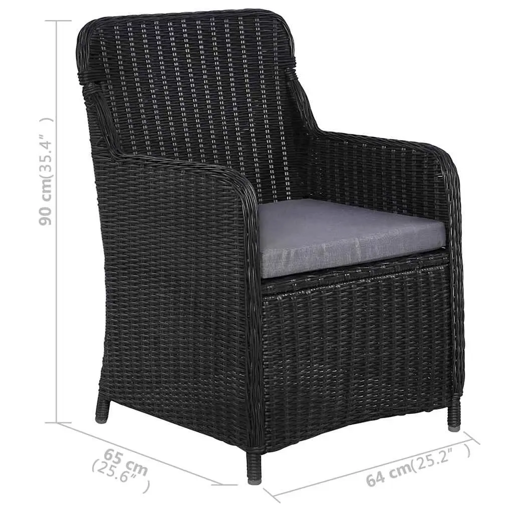 Garden Dining Set 5 Piece Black Outdoor Furniture Table Chairs Patio Dining
