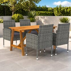 5 Piece Garden Dining Set Outdoor Furniture Table Chairs Patio Seating Grey