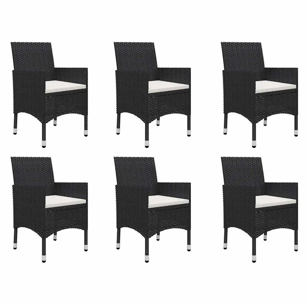 7 Piece Garden Dining Set Black Outdoor Table Chairs Rattan PE Patio Furniture
