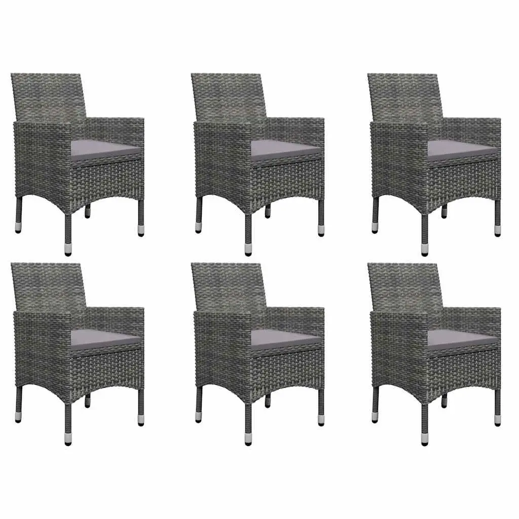 7 Piece Garden Dining Set Acacia Wood Table Chairs Grey Outdoor Furniture