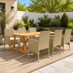 7 Piece Garden Dining Set Beige Outdoor Furniture Table Chairs Patio