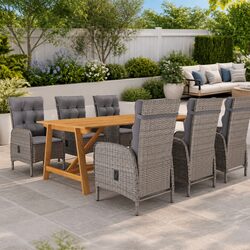 Garden Dining Set 7 Piece Outdoor Table Chairs Rattan Grey Furniture Patio