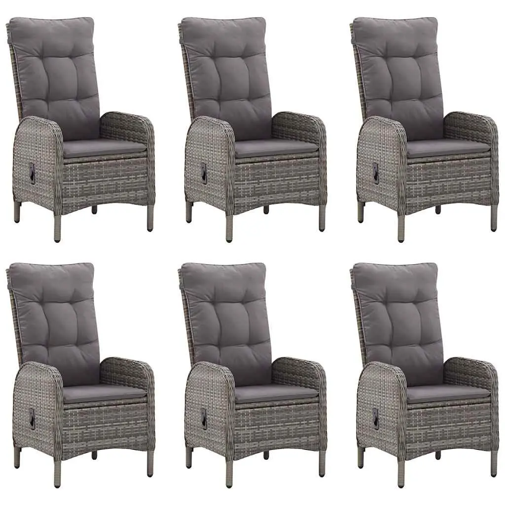Garden Dining Set 7 Piece Outdoor Table and Chairs Rattan Grey Furniture