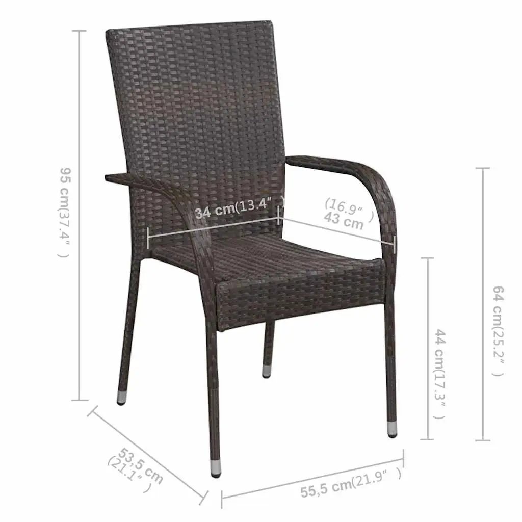 7 Piece Garden Dining Set Outdoor Furniture Solid Acacia Wood Table Powder-Coated Steel Frame Chairs Brown