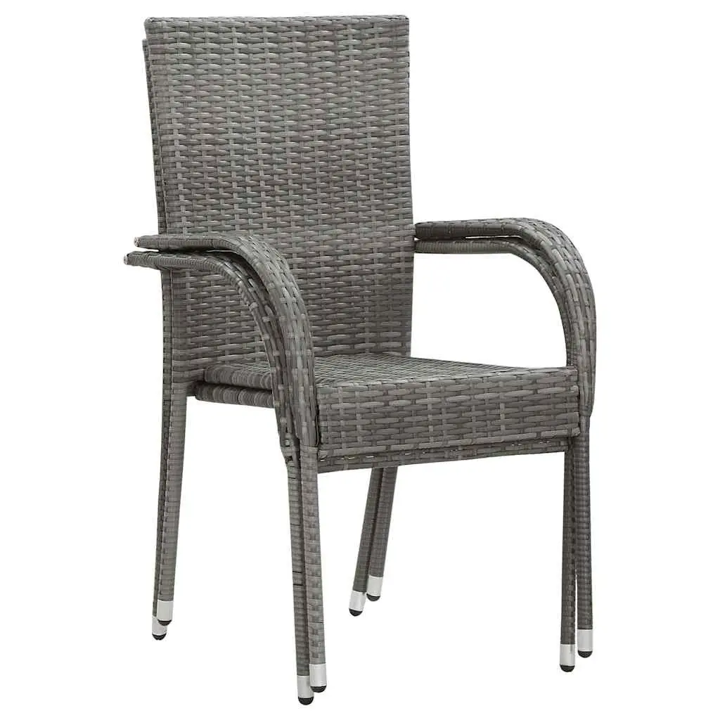 7 Piece Garden Dining Set Outdoor Furniture Acacia Wood Table Steel Frame Chairs Grey