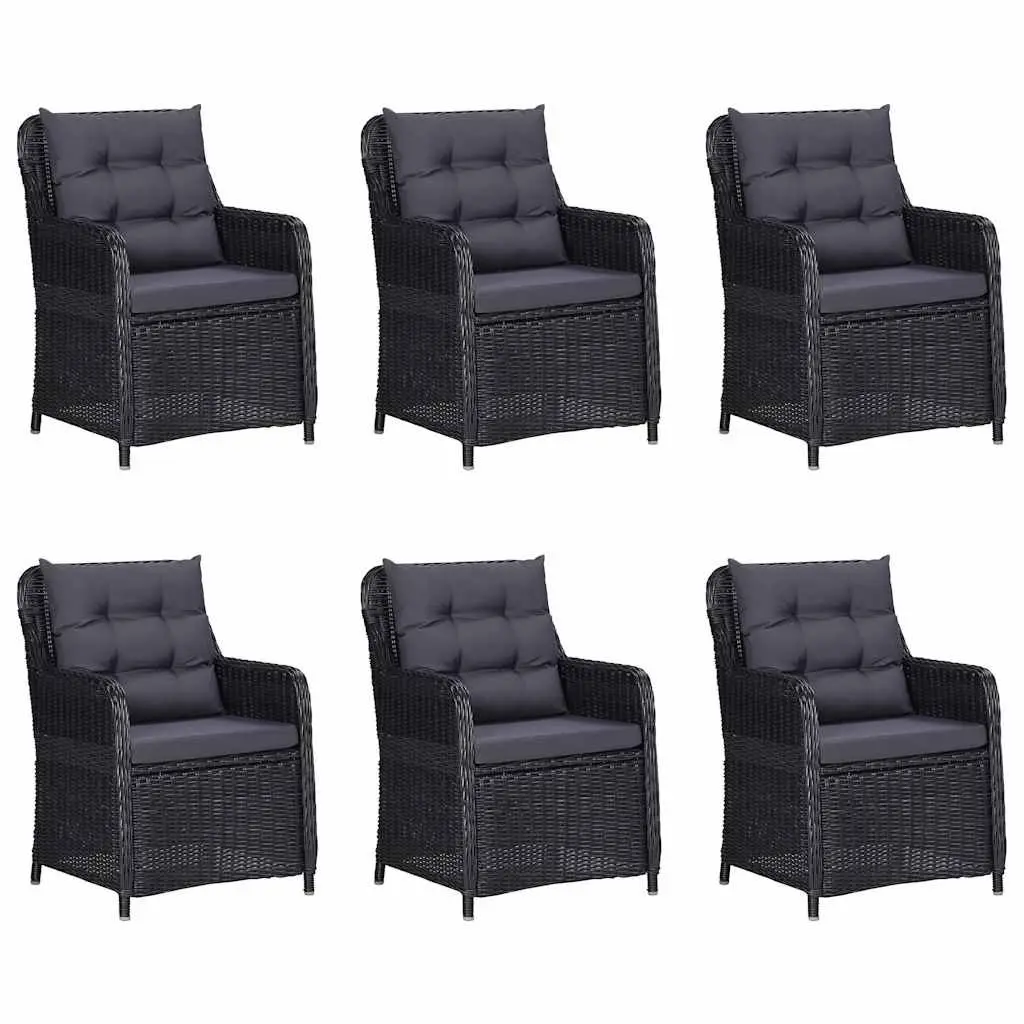 7 Piece Garden Dining Set Outdoor Table Chairs Rattan Black Patio Furniture