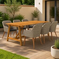 Garden Dining Set 7 Piece Outdoor Furniture Brown Table Chairs Rattan Patio