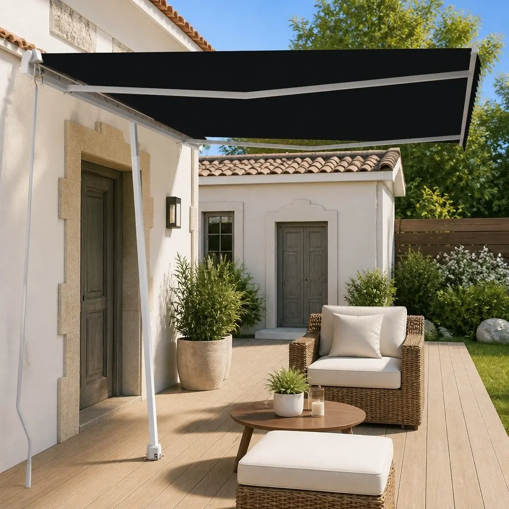 Freestanding Manual Retractable Awning 300x250 cm Anthracite Outdoor Patio