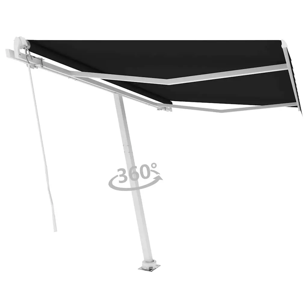 Freestanding Manual Retractable Awning 300x250 cm Anthracite Outdoor Patio