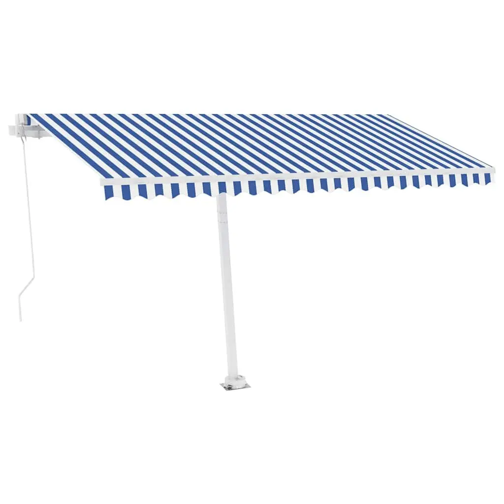Freestanding Manual Retractable Awning 400x300cm Outdoor Patio Sun Shade Blue