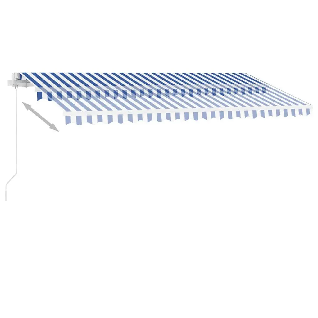 Freestanding Manual Retractable Awning 400x300cm Outdoor Patio Sun Shade Blue